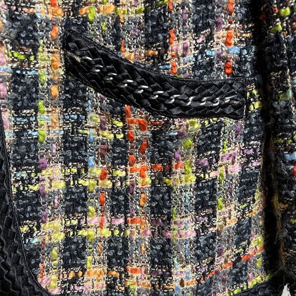 Soft Surroundings Tweed Black Regal Blazer Jacket Orange Green Women Size Medium - Picture 4 of 8